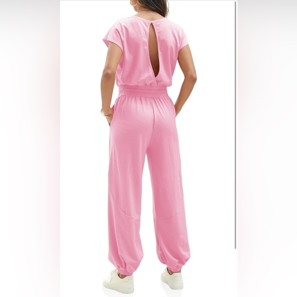 NEW- Fisoew Womens Oversized Sleeveless Crew Neck Jumpsuit - Open Back Romper - Picture 2 of 12